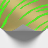 金ゴールドタイガーストライプズグリーン ラッピングペーパー (角)