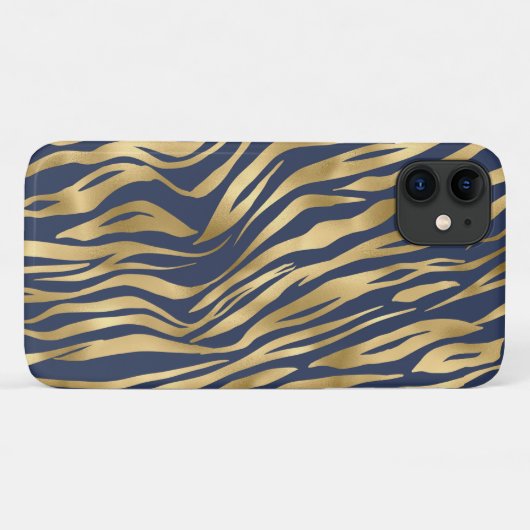金ゴールドタイガーネイビーブルーエレガントシックスタイリッシュ Case-Mate iPhoneケース (裏面(横))