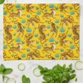 金ゴールドタイガーパターン キッチンタオル (折り畳み)