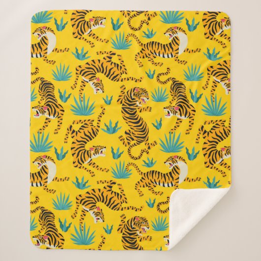 金ゴールドタイガーパターン シェルパブランケット (正面)
