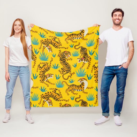 金ゴールドタイガーパターン フリースブランケット (インサイチュ)