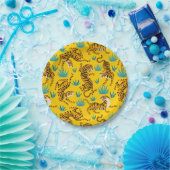 金ゴールドタイガーパターン ペーパープレート (パーティー)