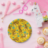 金ゴールドタイガーパターン ペーパープレート (パーティー)