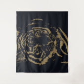 金ゴールドタイガーブラックデザイン タペストリー (正面)