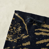 金ゴールドタイガーブラックデザイン ビーチタオル (インサイチュ)