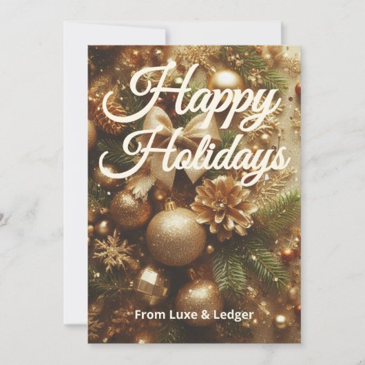 金ゴールドタイプホリデーカード | ロゴとあいさつ文の追加 シーズンカード (正面)