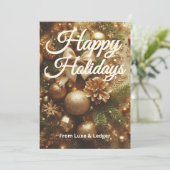 金ゴールドタイプホリデーカード | ロゴとあいさつ文の追加 シーズンカード (スタンド正面)