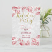 金ゴールドタイプホリデーパーティレッド葉招待状 招待状 (スタンド正面)