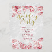 金ゴールドタイプホリデーパーティレッド葉招待状 招待状 (正面/裏面)