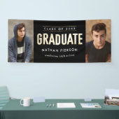 金ゴールドタイプ黒2枚フォト卒業 横断幕 (トレードショー)