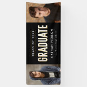 金ゴールドタイプ黒2枚フォト卒業 横断幕 (縦)