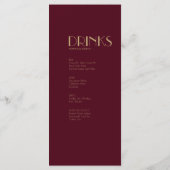 金ゴールドタイプDeco Burgundy 結婚's Dinner Drink Menu メニュー (裏面)