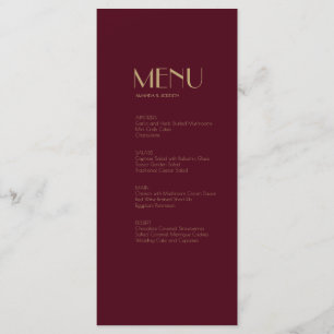 金ゴールドタイプDeco Burgundy 結婚's Dinner Drink Menu メニュー