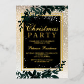 金ゴールドタイポグラフィの葉の雪エレガントのシックなクリスマス 箔シーズンカード (正面)