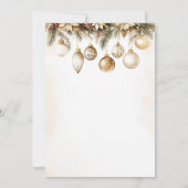 金ゴールドタイポグラフィオーナメントバウブルクリスマスパーティー 招待状 (裏面)