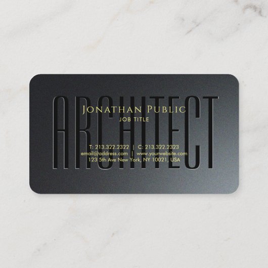 金ゴールドタイポグラフィスクリプトブラック&グレーアーキテクト 名刺 (裏面)