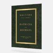 金ゴールドタイポグラフィダークグリーンのアクリル系ウェルカムサイン アクリルサイン (傾斜)