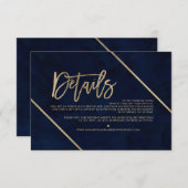 金ゴールドタイポグラフィネイビー結婚ブルー方向 エンクロージャーカード (正面/裏面)