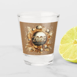 金ゴールドタイポグラフィハッピーニューイヤー2025 ショットグラス