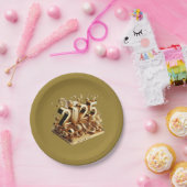 金ゴールドタイポグラフィハッピーニューイヤー2025 ペーパープレート (パーティー)