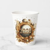金ゴールドタイポグラフィハッピーニューイヤー2025 紙コップ (裏面)