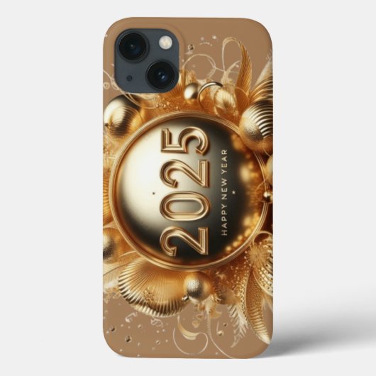 金ゴールドタイポグラフィハッピーニューイヤー2025 Case-Mate iPhoneケース (裏面)