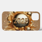 金ゴールドタイポグラフィハッピーニューイヤー2025 Case-Mate iPhoneケース (裏面 (横))