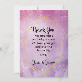 金ゴールドタイポグラフィピンクウォーター感謝していカラーユー 招待状