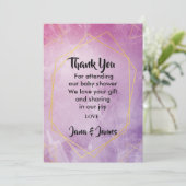 金ゴールドタイポグラフィピンクウォーター感謝していカラーユー 招待状 (スタンド正面)