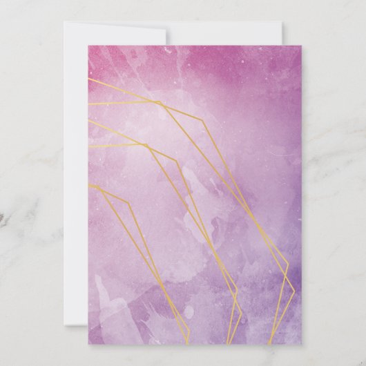 金ゴールドタイポグラフィピンクウォーター感謝していカラーユー 招待状 (裏面)