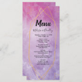 金ゴールドタイポグラフィピンクウォーター結婚カラーのメニュー プログラム (正面/裏面)