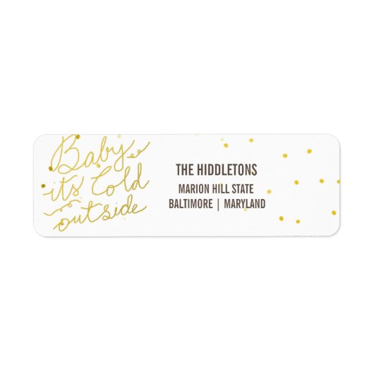 金ゴールドタイポグラフィベビーのコールドアウトサイドスクリプト ラベル (正面)