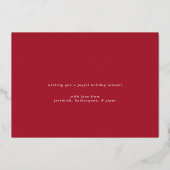 金ゴールドタイポグラフィメリークリスマスホリデーフォト 箔シーズンカード (裏面)