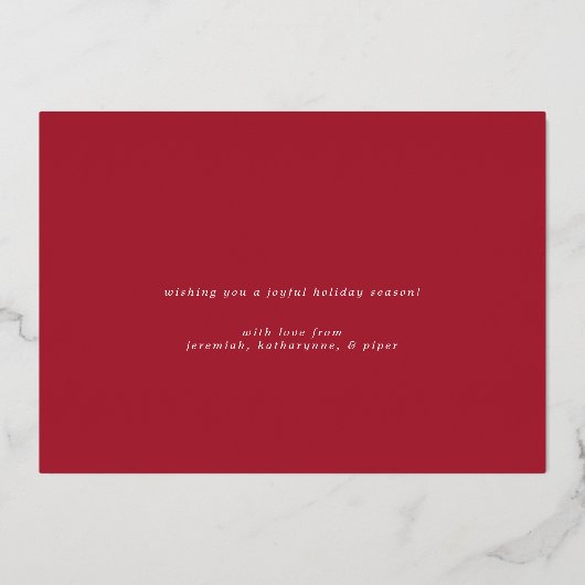 金ゴールドタイポグラフィメリークリスマスホリデーフォト 箔シーズンカード (裏面)