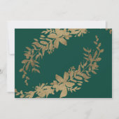 金ゴールドタイポグラフィリーフフローラグリーンベビーシャワー 招待状 (裏面)