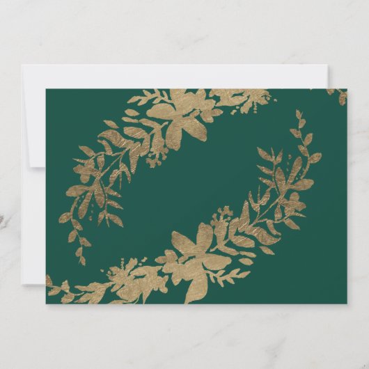 金ゴールドタイポグラフィリーフフローラグリーンベビーシャワー 招待状 (裏面)