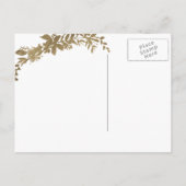 金ゴールドタイポグラフィリーフフローラ黒の保存日付 案内ポストカード (裏面)