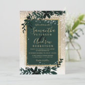 金ゴールドタイポグラフィリーフ雪エレガント冬の結婚式 招待状 (スタンド正面)