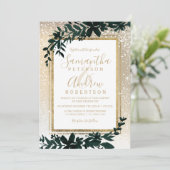 金ゴールドタイポグラフィリーフ雪エレガント冬の結婚式 招待状 (スタンド正面)