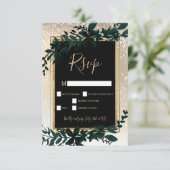 金ゴールドタイポグラフィリーフ雪エレガント冬rsvp 出欠カード (スタンド正面)