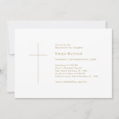 金ゴールドタイポグラフィ乳児フォトバプテスマ 招待状 (正面)