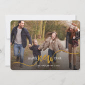 金ゴールドタイポグラフィ写真が新年を迎える シーズンカード (正面)