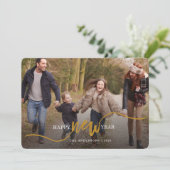 金ゴールドタイポグラフィ写真が新年を迎える シーズンカード (スタンド正面)