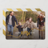 金ゴールドタイポグラフィ写真が新年を迎える シーズンカード (正面/裏面)