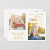 金ゴールドタイポグラフィ卒 | 2枚の写真を保存 ポストカード (正面/裏面)