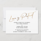 金ゴールドタイポグラフィ愛は患者結婚の遅延カード 招待状 (正面)