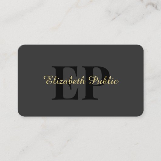 金ゴールドタイポグラフィ文字名スクリプトラグジュアリー光沢 名刺 (正面)