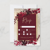 金ゴールドタイポグラフィ紅葉雪エレガント冬rsvp 出欠カード (正面)