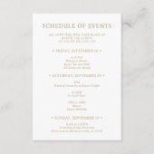 金ゴールドタイポグラフィ結婚の週末のイベント日程 エンクロージャーカード (正面)