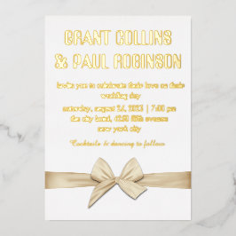 金ゴールドタイポグラフィ結婚フォイル招待状 箔招待状